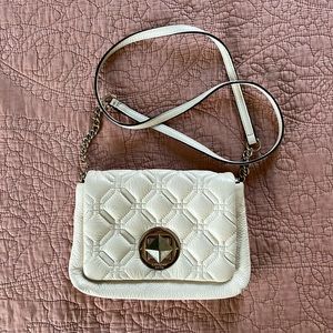 Quilted white leather and gold chain Kate Spade crossbody bag